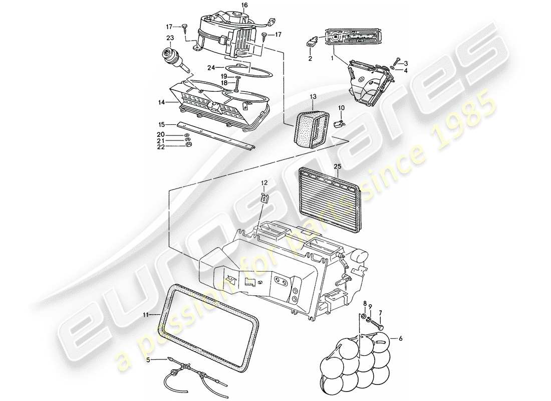porsche 1995 (928) automatic air conditioner - control switch - lines - air duct part diagram