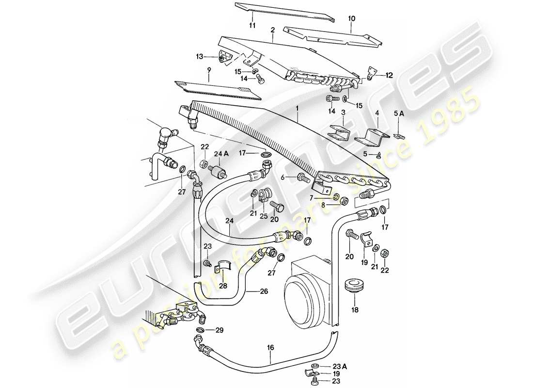 porsche 1985 (911) capacitor - refrigerant line - accessories and others part diagram