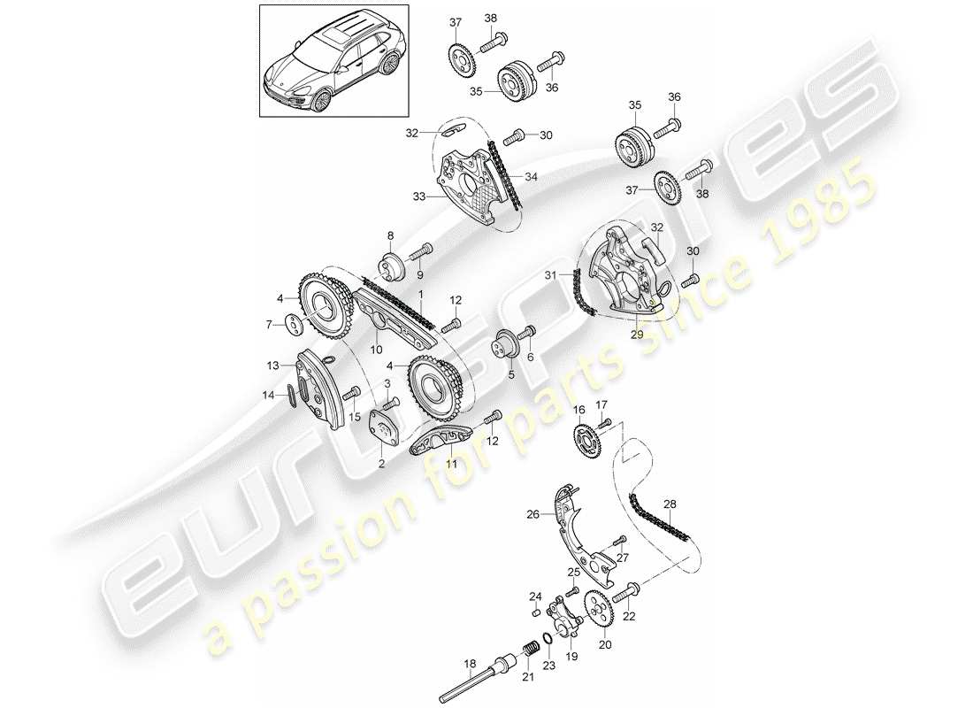 porsche 2017 (cayenne e2 92a) timing chain part diagram