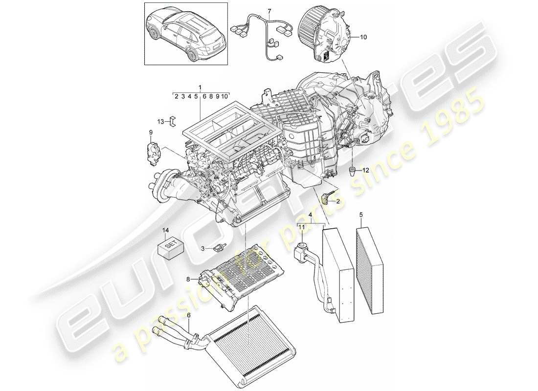 porsche 2017 (cayenne e2 92a) air conditioner part diagram