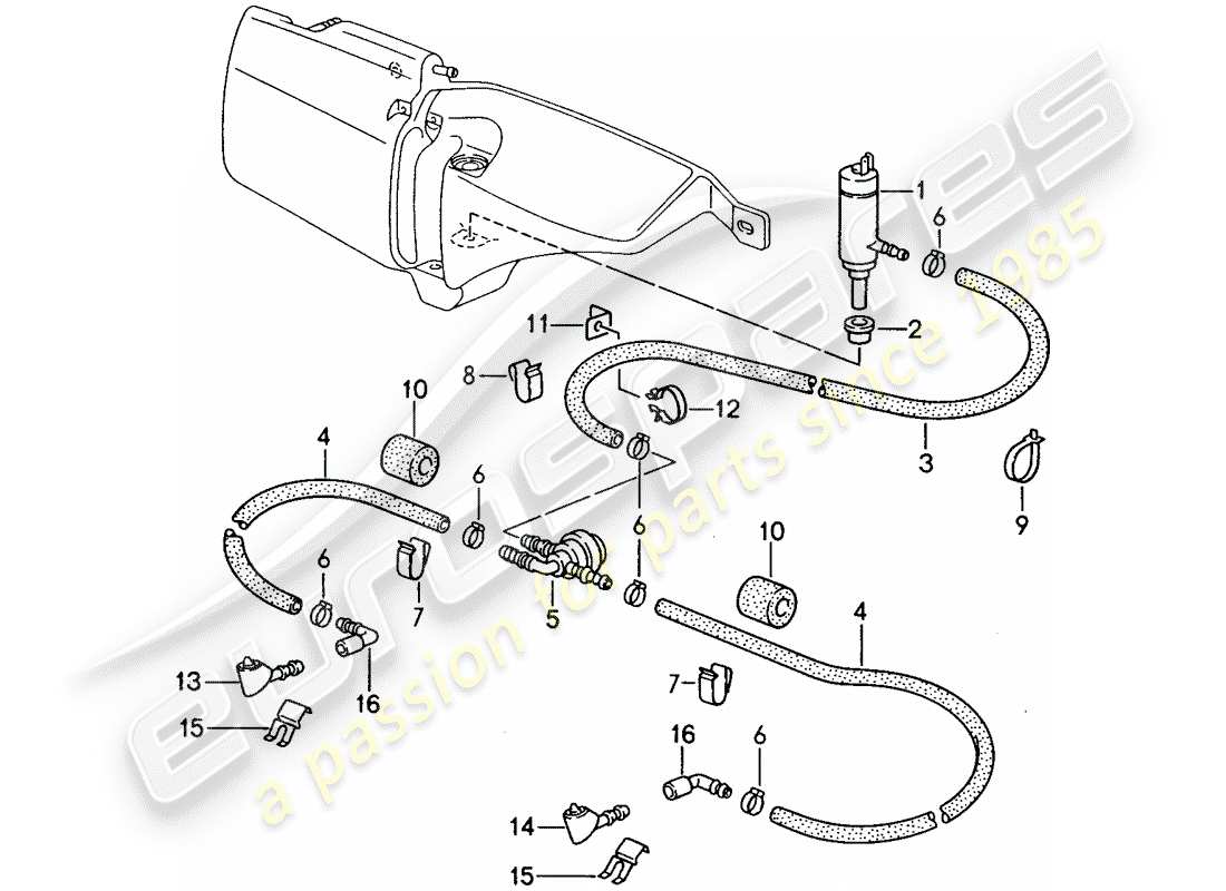 porsche 1994 (968) headlight washer system parts diagram