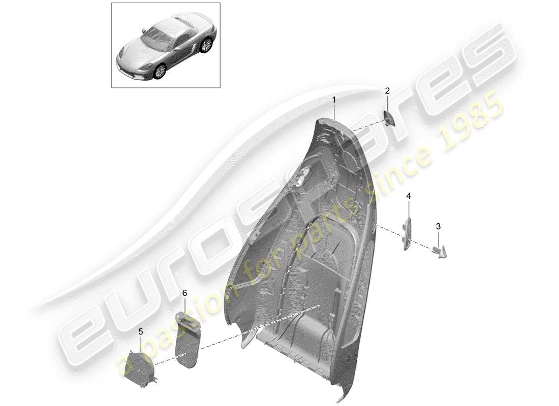 porsche 2019 (718 boxster) backrest shell part diagram