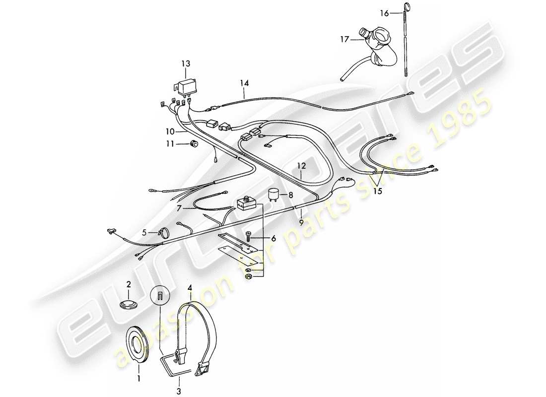 porsche 1973 (911) air conditioner - electrical components - accessories - not for: - (usa) part diagram