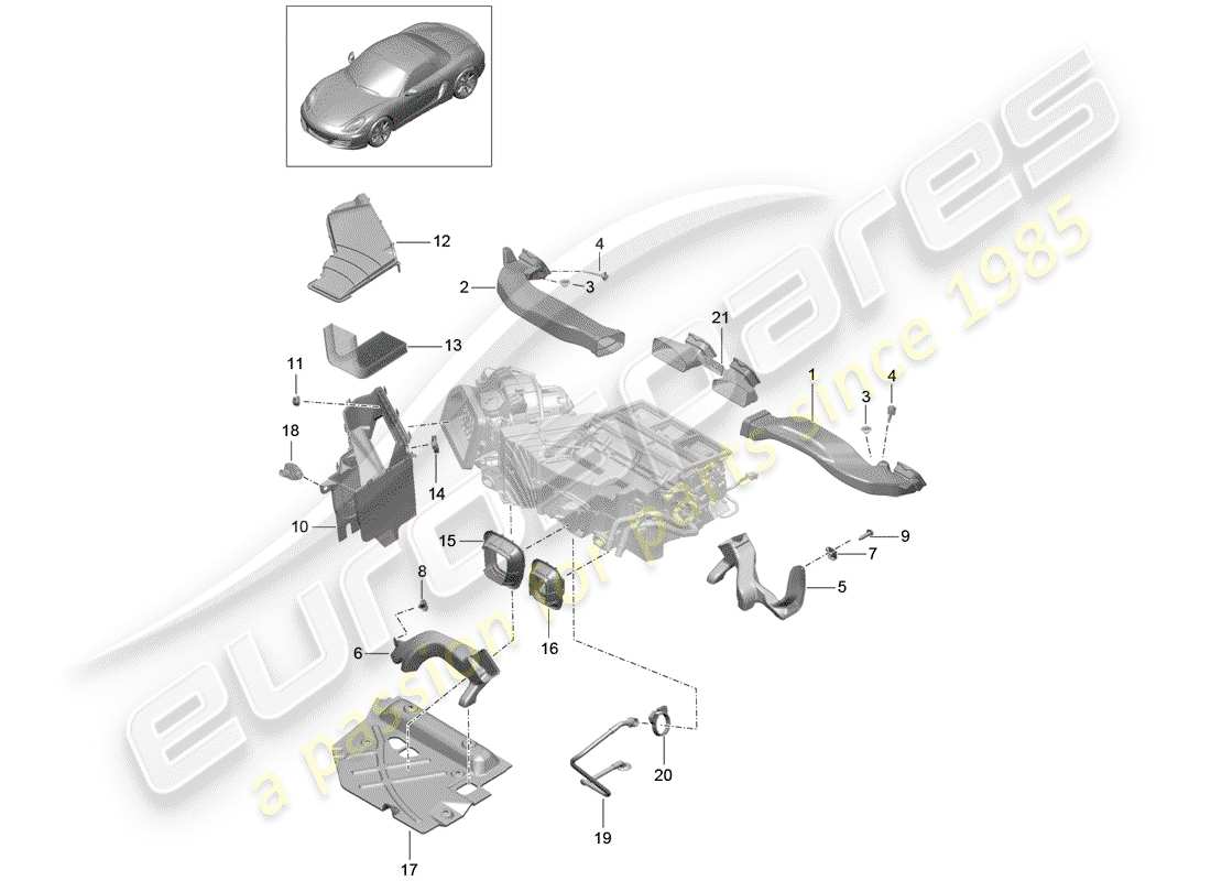 porsche 2012 (981 boxster) air duct part diagram