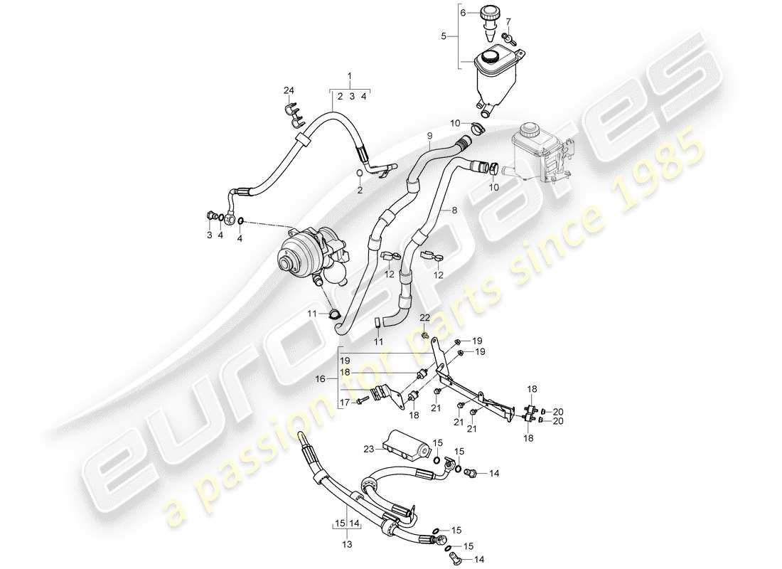 porsche cayenne (2009) power steering part diagram