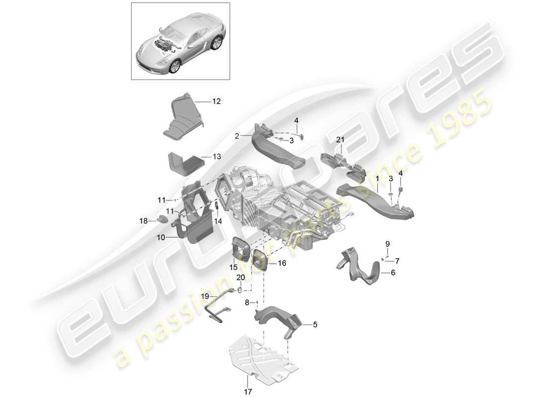 porsche 2018 (718 cayman) air duct part diagram