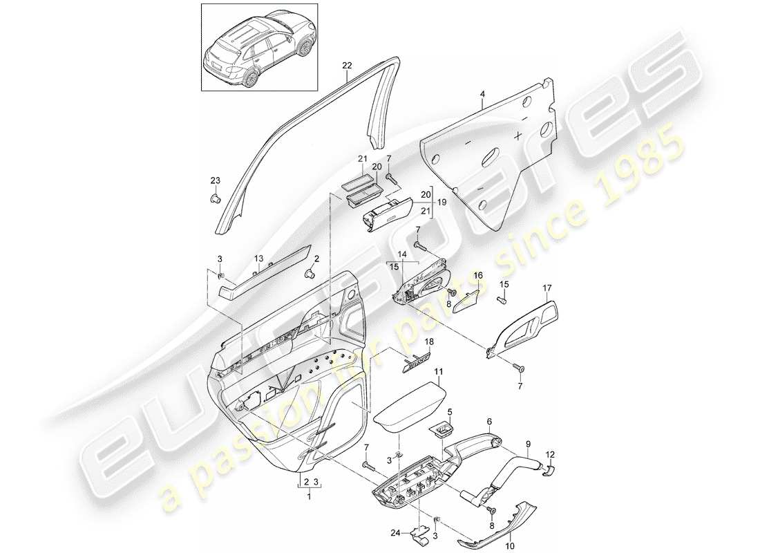 porsche 2015 (cayenne e2 92a) door panel part diagram