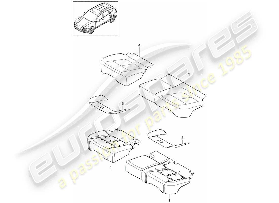 porsche 2016 (cayenne e2 92a) seat cushion part diagram