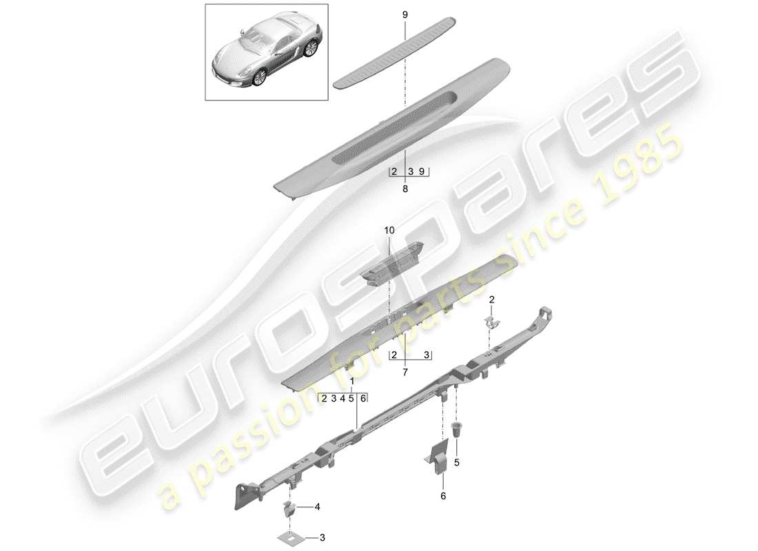porsche 2013 (981 boxster) lining parts diagram