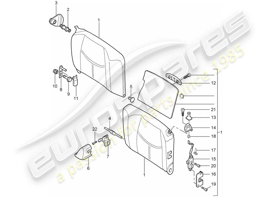 porsche 2009 997-2 turbo / gt2 emergency seat backrest part diagram