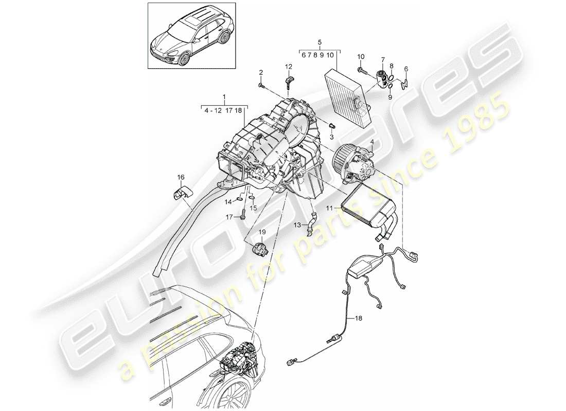 porsche 2018 (cayenne e2 92a) air conditioner parts diagram