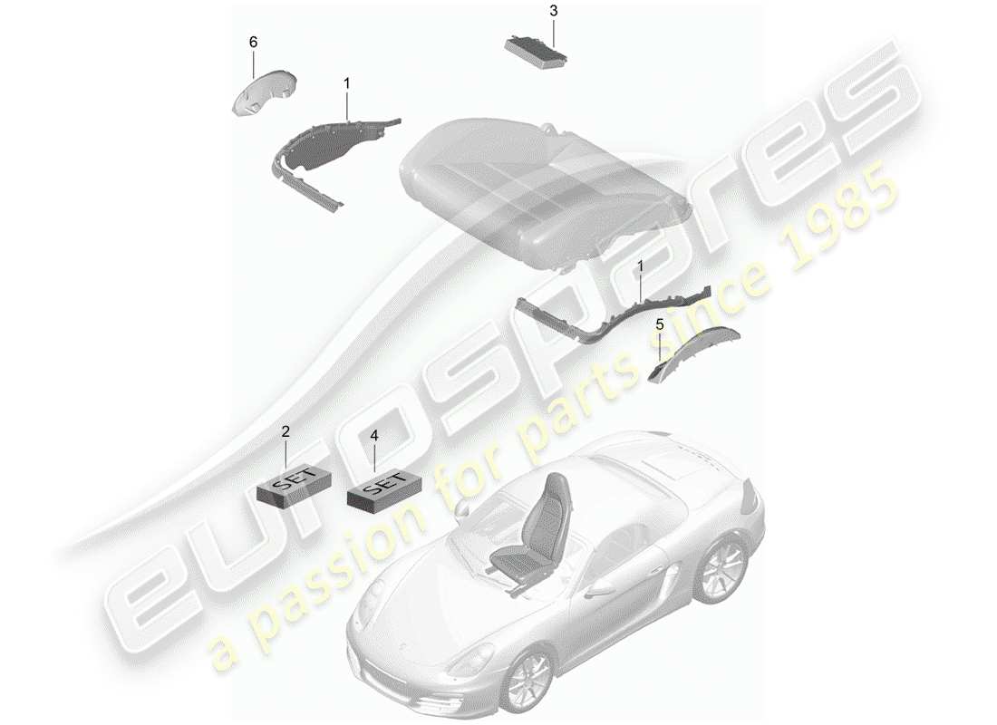 porsche 2012 (981 boxster) padding for seat part diagram