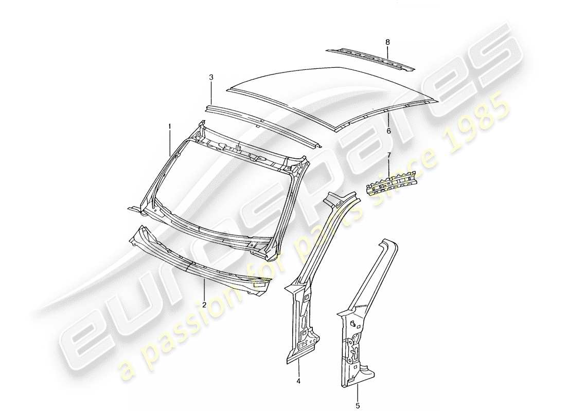 porsche 2002 (996 gt3) cowl part diagram