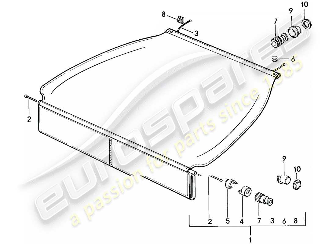 porsche 1984 (928) luggage compartment cover part diagram