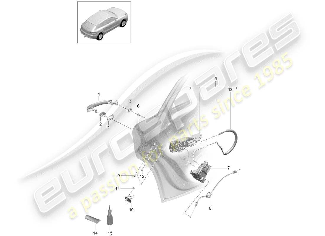 porsche 2016 (macan) door latches part diagram