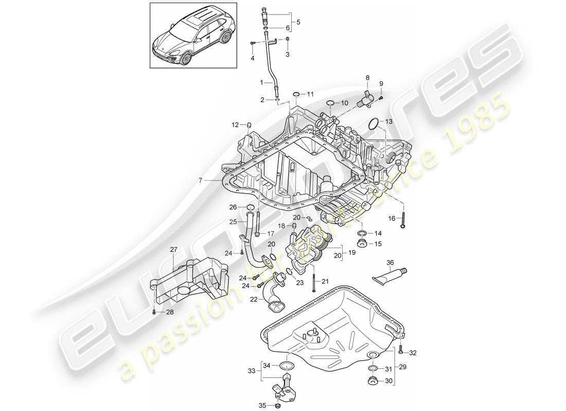 porsche 2014 (cayenne e2 92a) oil-conducting housing part diagram