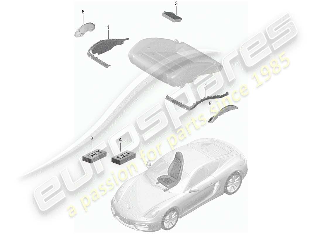 porsche 2016 (981 cayman) padding for seat part diagram