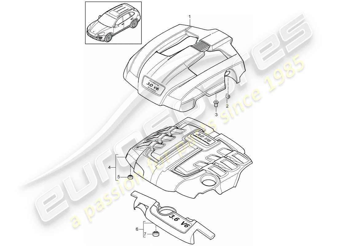 porsche 2016 (cayenne e2 92a) engine cover part diagram