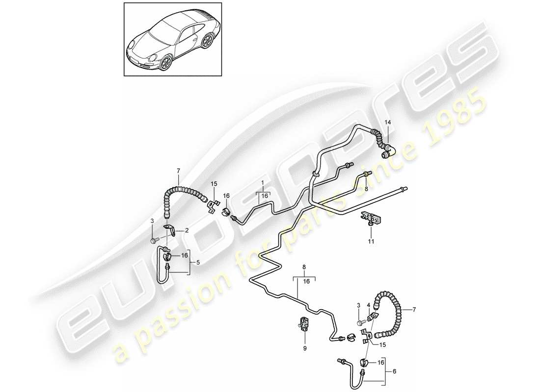 porsche 2012 (997-2) brake line part diagram