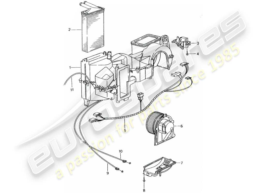 porsche 2002 (996) heater - single parts parts diagram