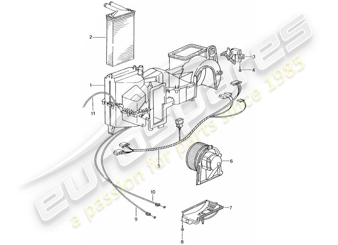 porsche 996 gt3 (2002) heater - single parts parts diagram