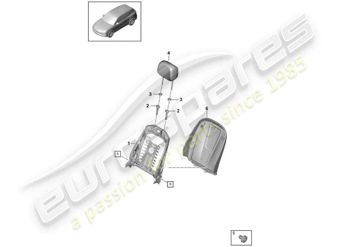 porsche 2020 (cayenne e3 9ya/9yb) frame - backrest part diagram