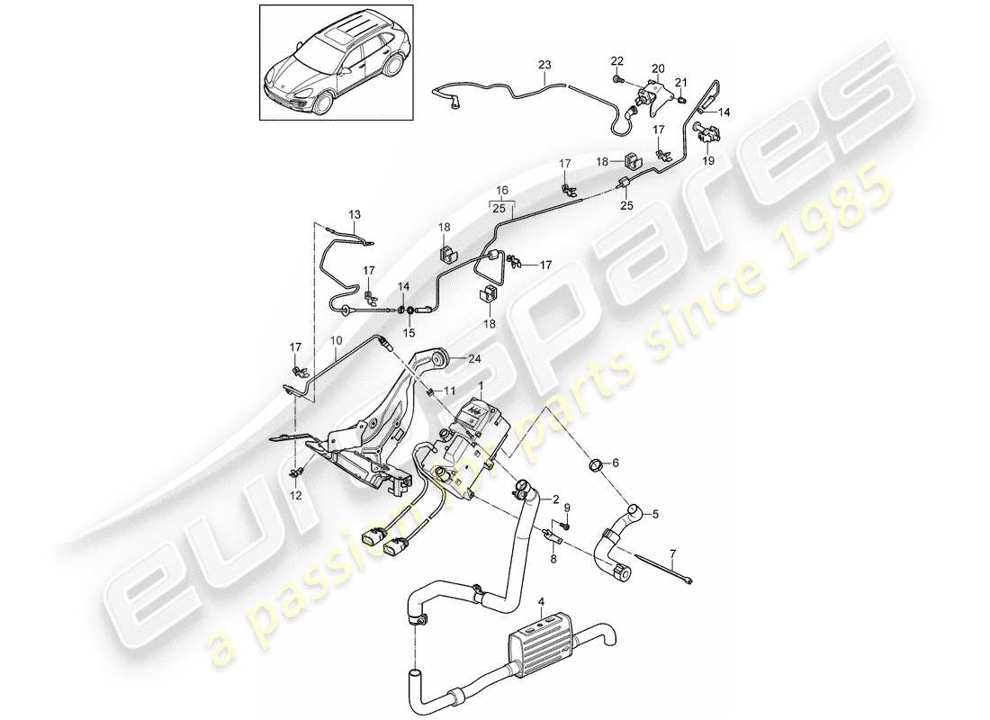 porsche cayenne e2 (2015) additional heater parts diagram