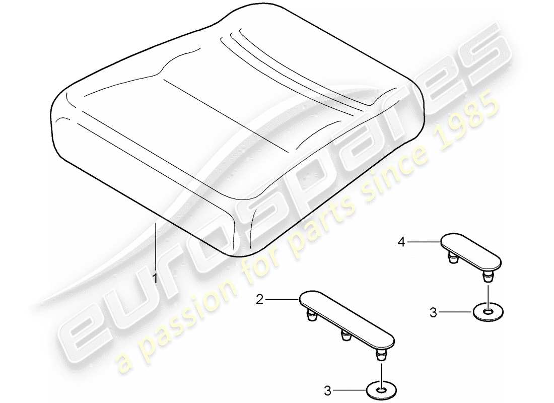 porsche 2007 (997-1 turbo / gt2) back seat cushion parts diagram