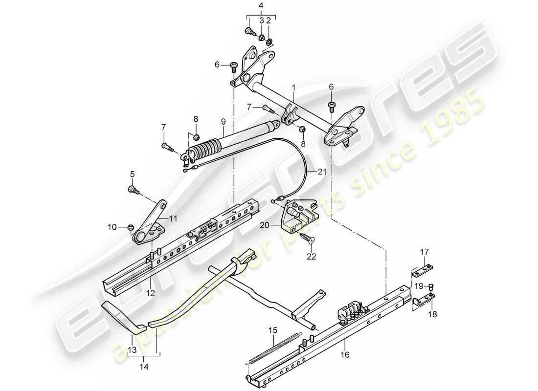 porsche 2005 (996 gt3) seat frame - sports seat - for vehicles with seat height - adjustment part diagram
