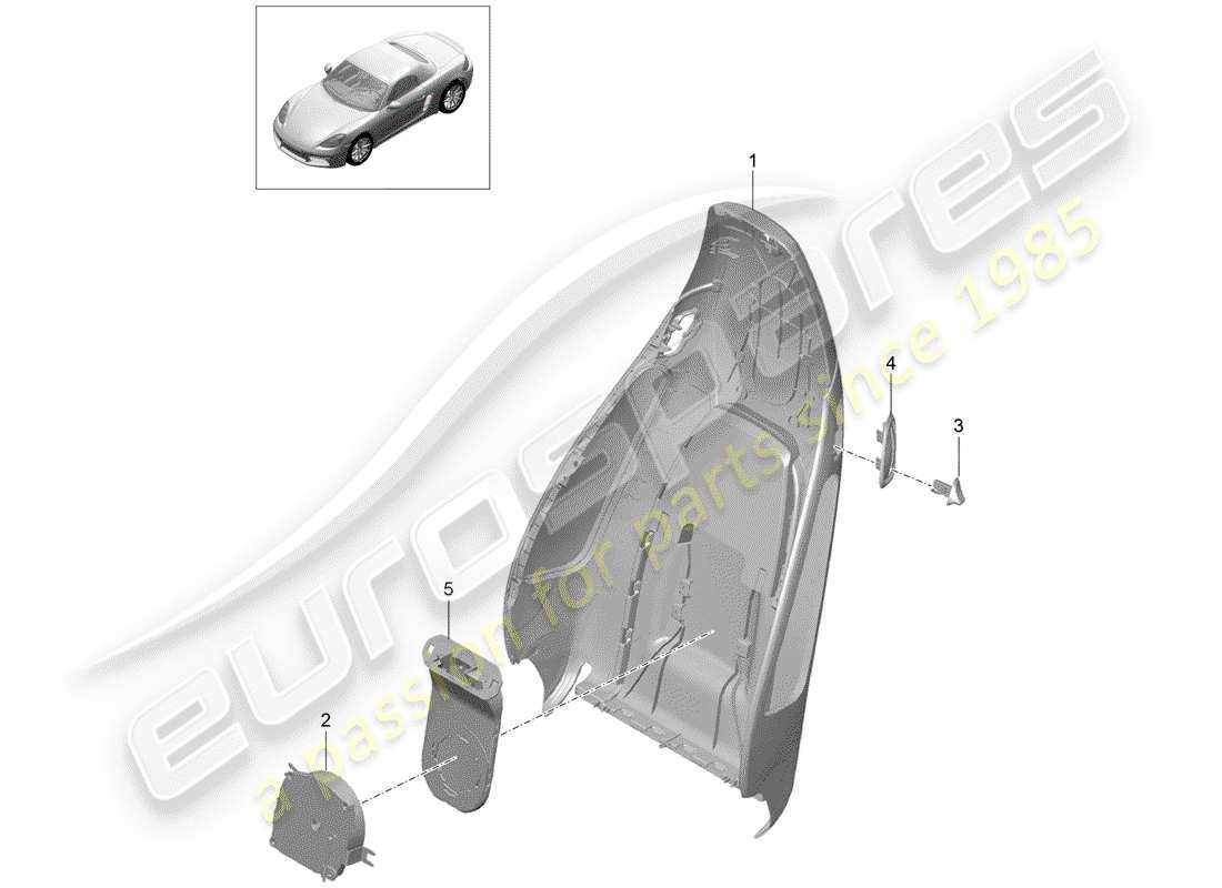 porsche 2019 (718 boxster) backrest shell part diagram