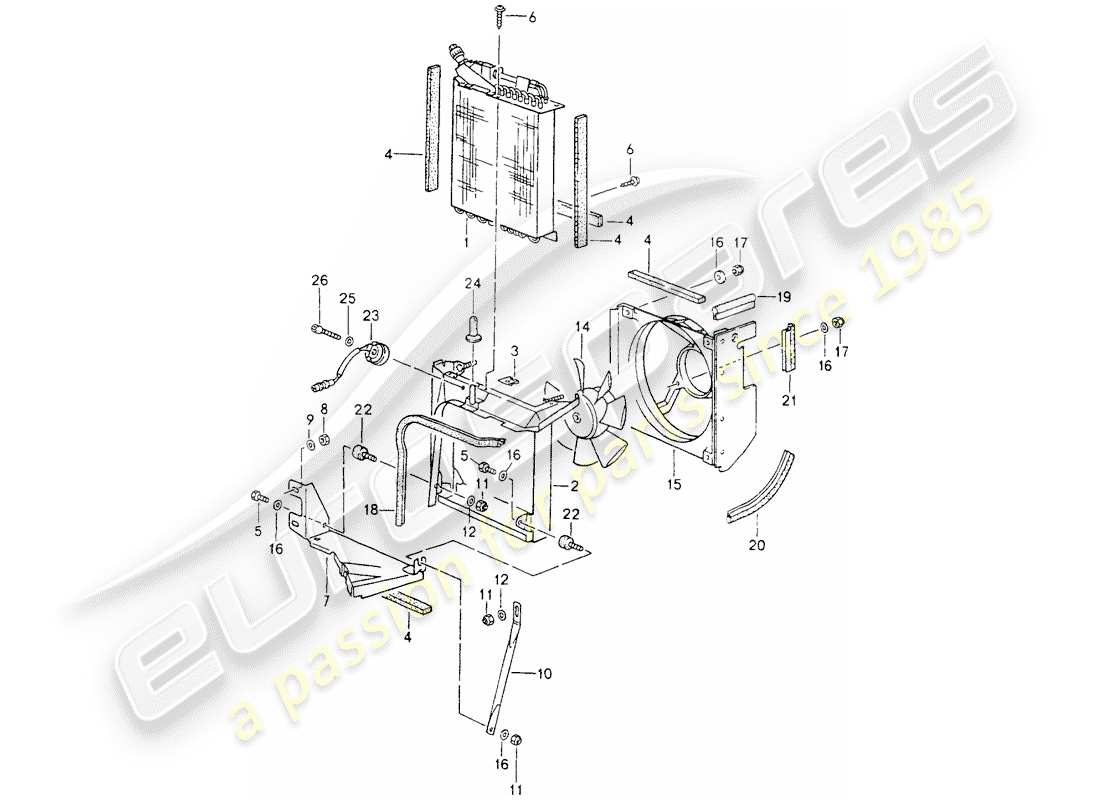porsche 1990 (964) capacitor - fan parts diagram