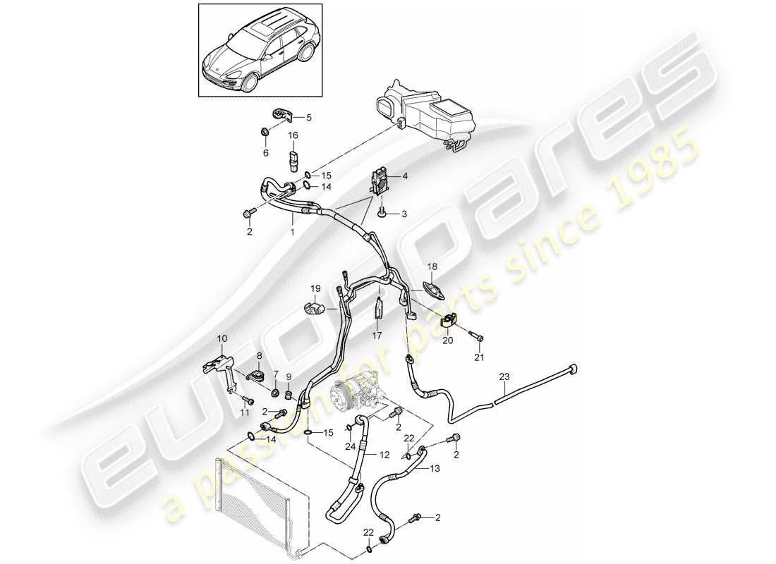 porsche 2016 (cayenne e2 92a) refrigerant circuit part diagram