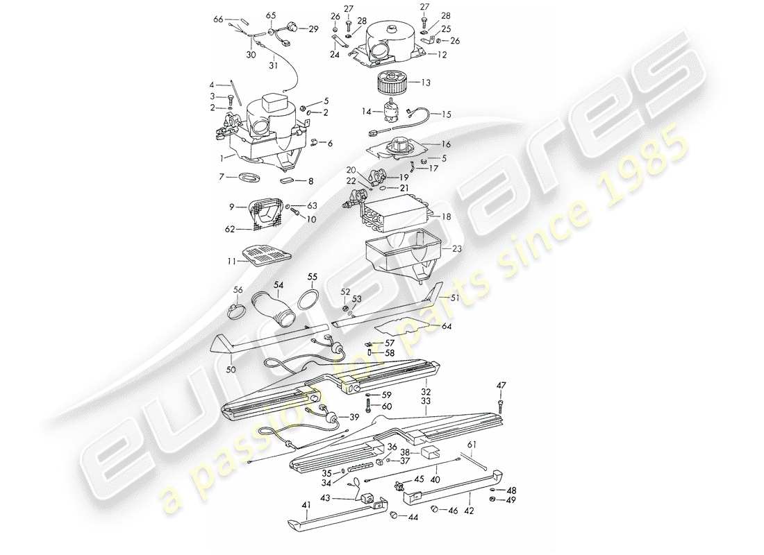 porsche 1967 (911/912) evaporator housing - air conditioner - d - mj 1969>> part diagram