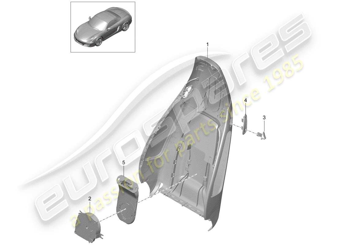 porsche 2012 (981 boxster) backrest shell part diagram