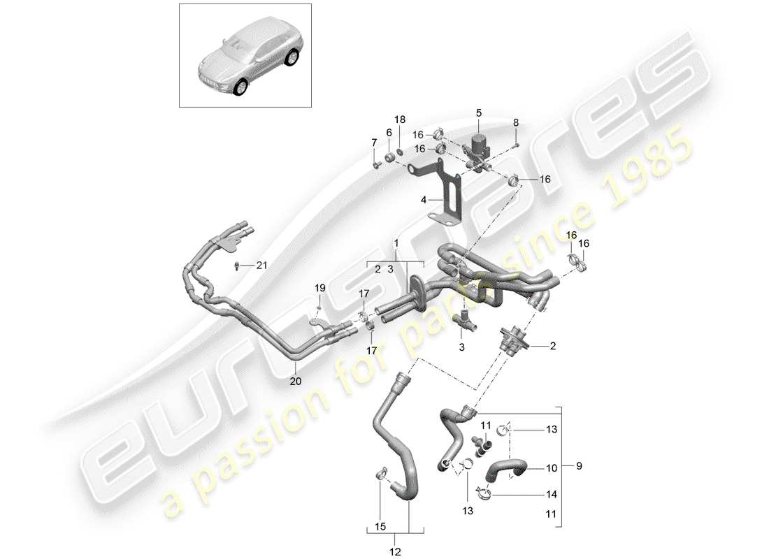 porsche 2017 (macan) heater parts diagram