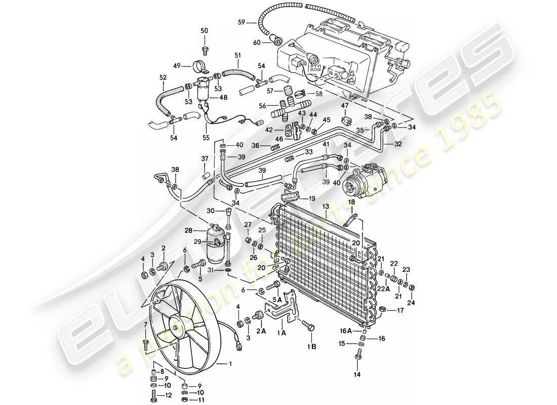 porsche 1981 (928) for - m 573 - lines - fan part diagram
