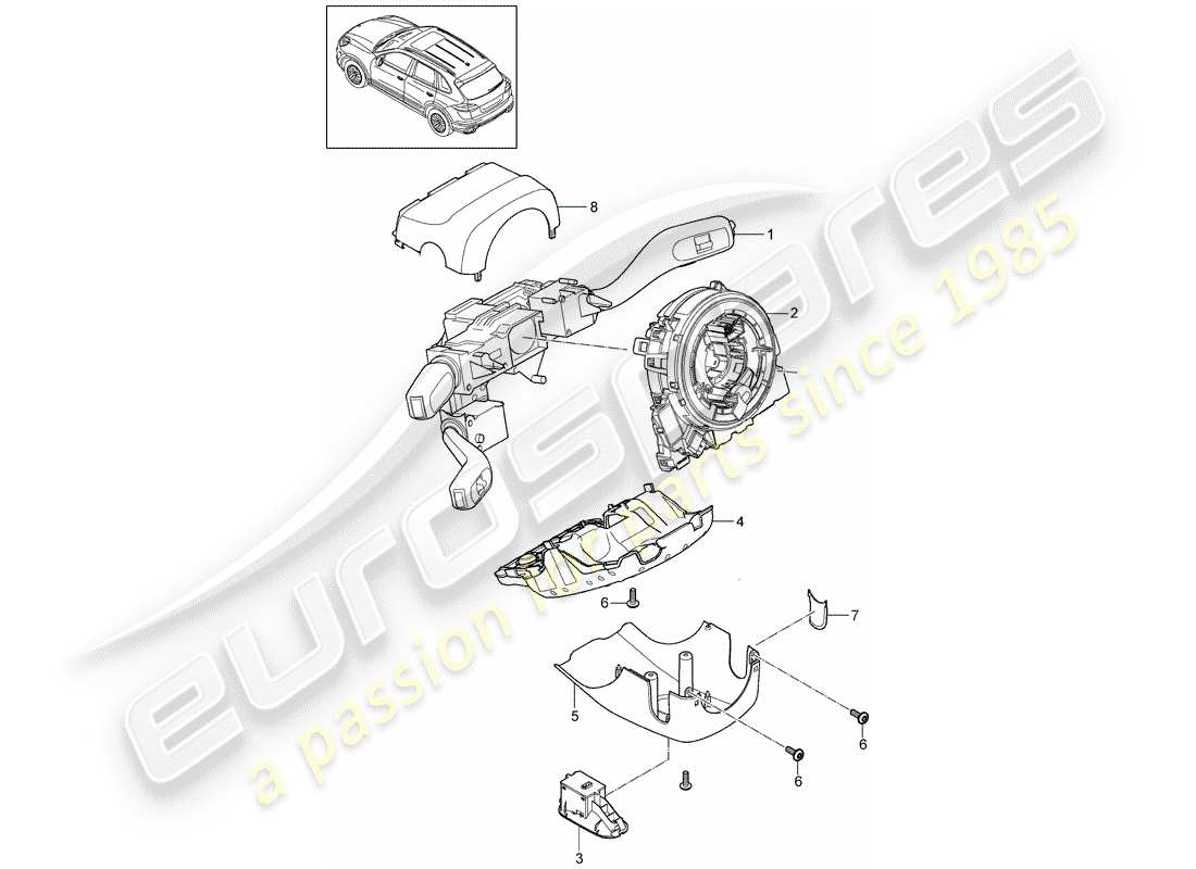 porsche 2016 (cayenne e2 92a) steering column switch part diagram