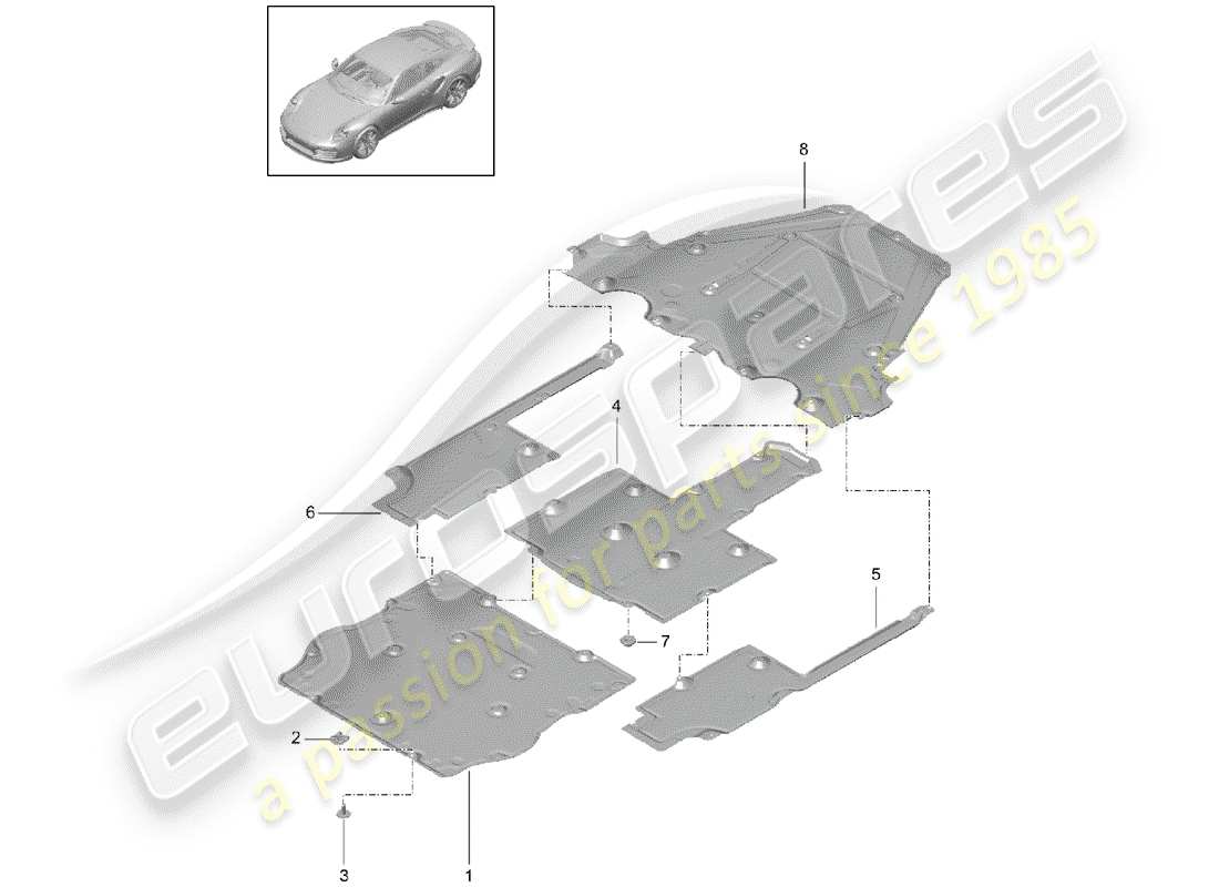 porsche 2014 (991-1 turbo) underbody part diagram