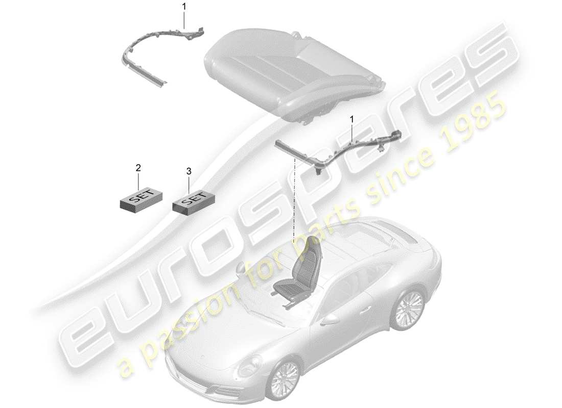 porsche 2017 (991-2) padding for seat part diagram