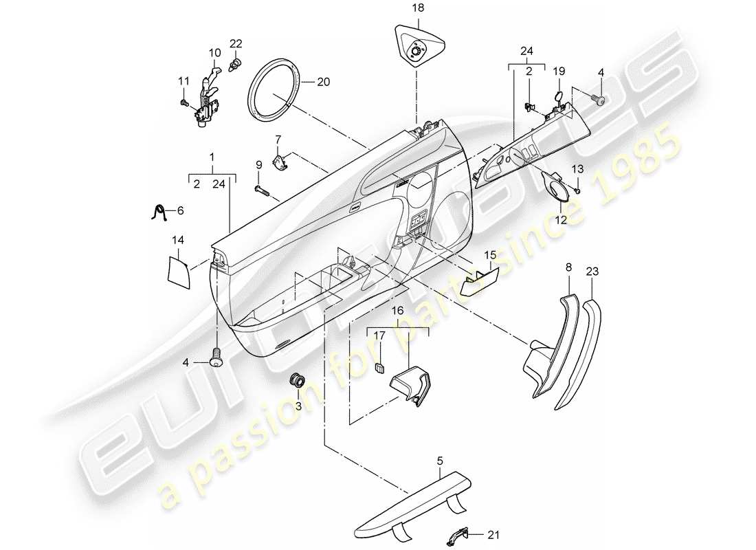 porsche 2011 (997-2 gt3) door panel parts diagram