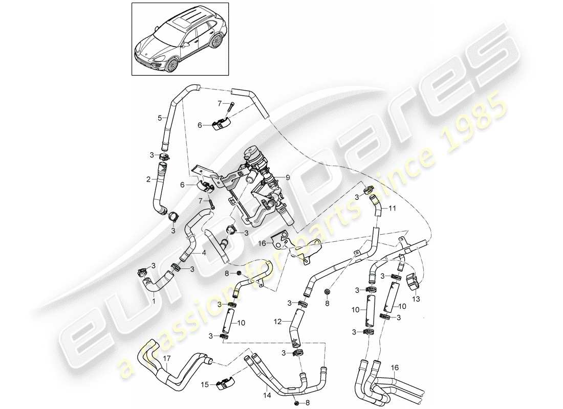 porsche 2013 (cayenne e2 92a) heater parts diagram