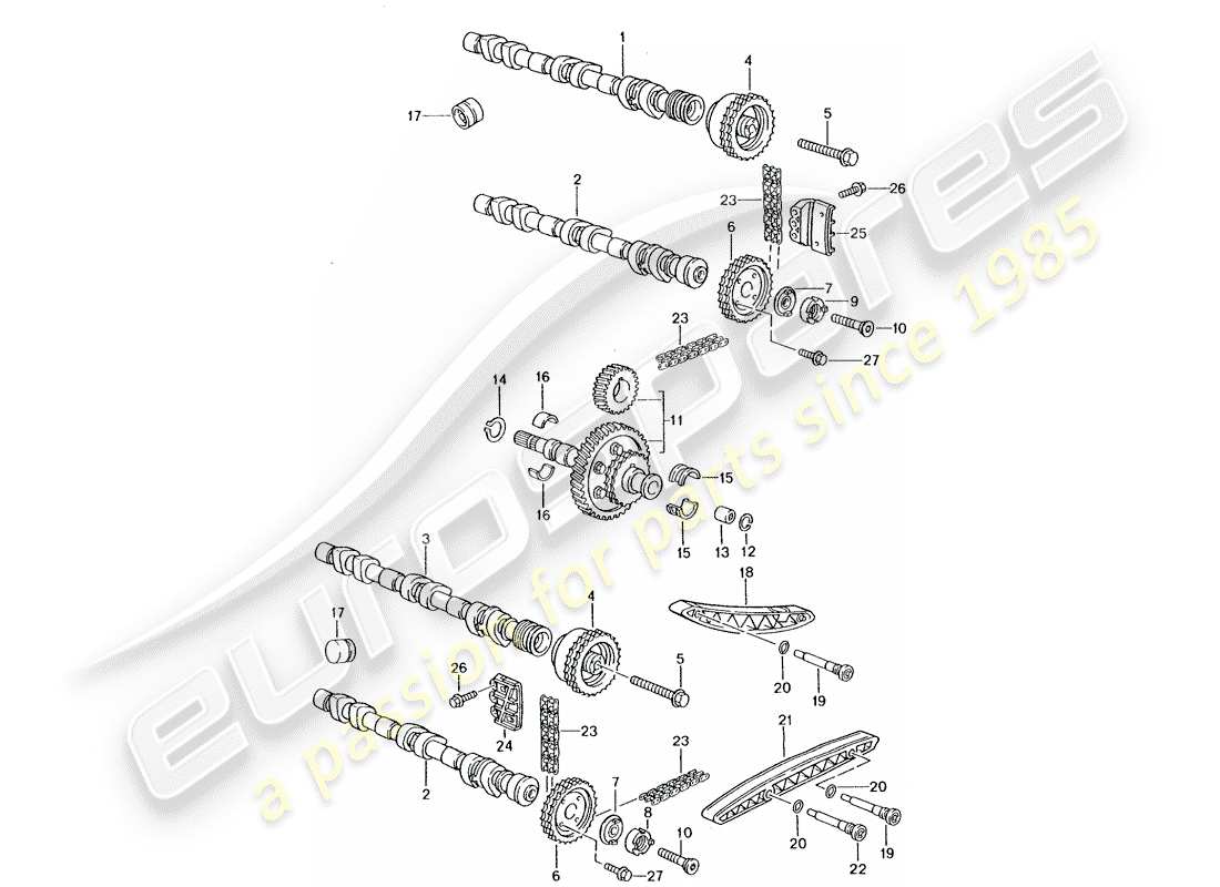 porsche 2003 (996 gt3) valve control parts diagram
