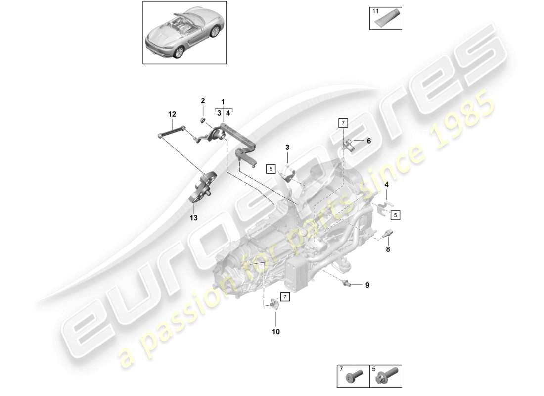 porsche 2018 (718 cayman) manual gearbox individual parts parts diagram