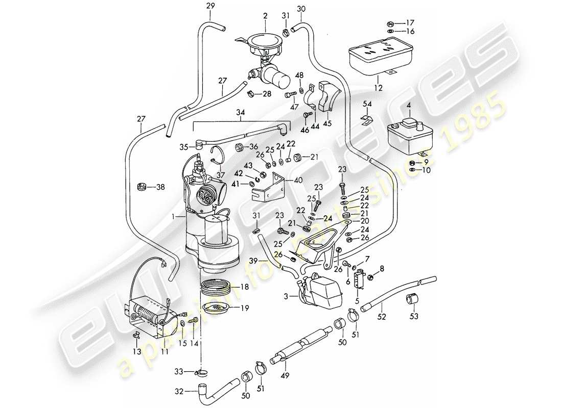 porsche 1967 (911/912) heating and ventilation unit - accessories part diagram