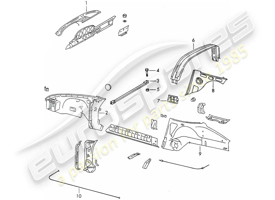 porsche 1966 (911/912) interior panelling part diagram