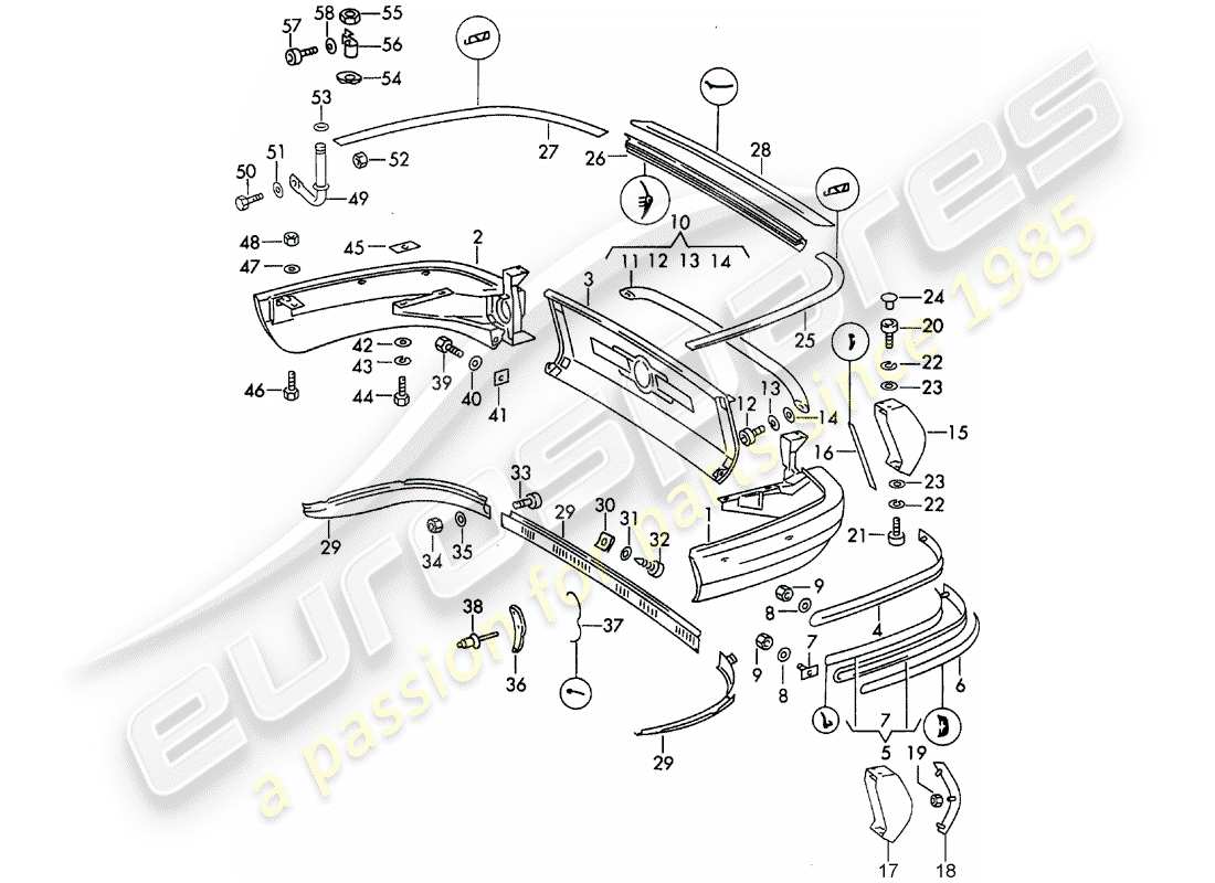 porsche 1966 (911/912) bumper - d - mj 1969>> part diagram