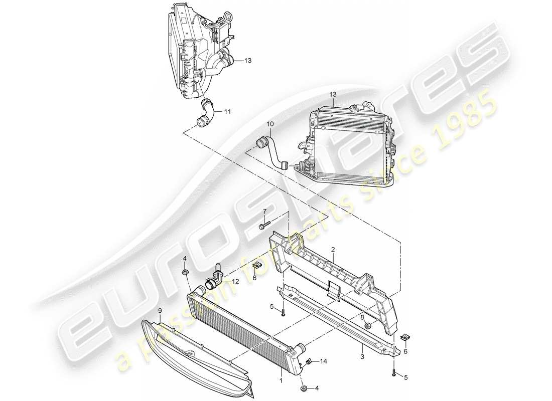 porsche 2011 (997-2 gt3) radiator parts diagram