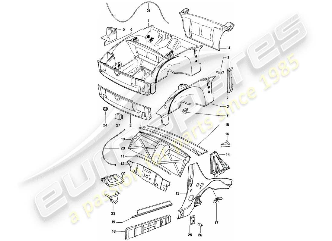 porsche 1976 (914) inner panel part diagram