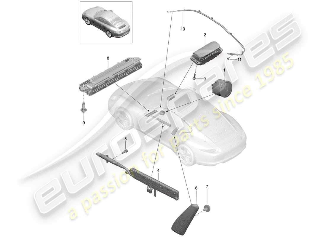 porsche 2020 (991-2) airbag part diagram