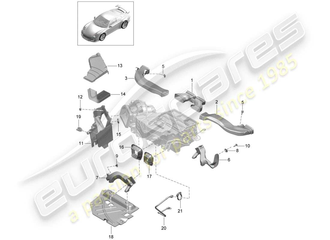 porsche 2014 (991-1 r/gt3/rs) air duct part diagram